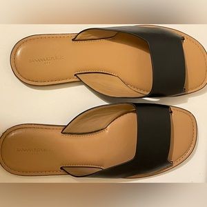 Banana Republic black slip on sandals.